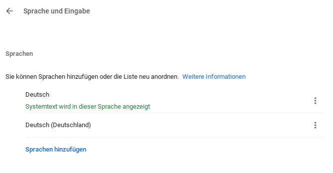 In den erweiterten Einstellungen müsst ihr eine weitere Sprache hinzufügen, um den Google Assistant auf eurem Chromebook nutzen zu können.